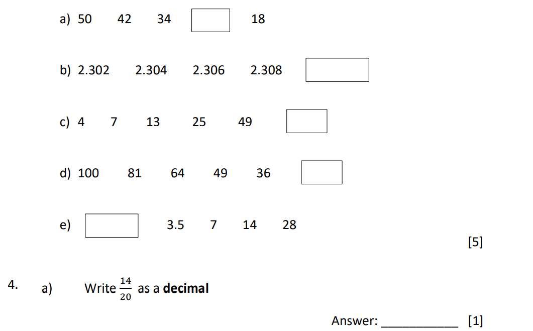 华威学校Warwick School year7数学入学考试笔试题