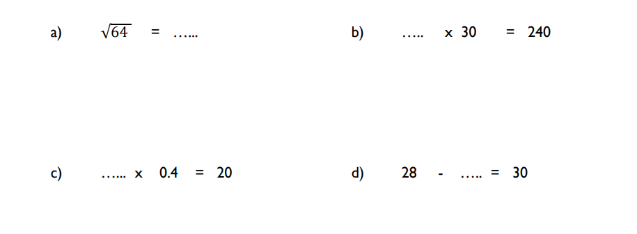 奥登汉姆学校Aldenham School Year6 数学入学考试笔试题库