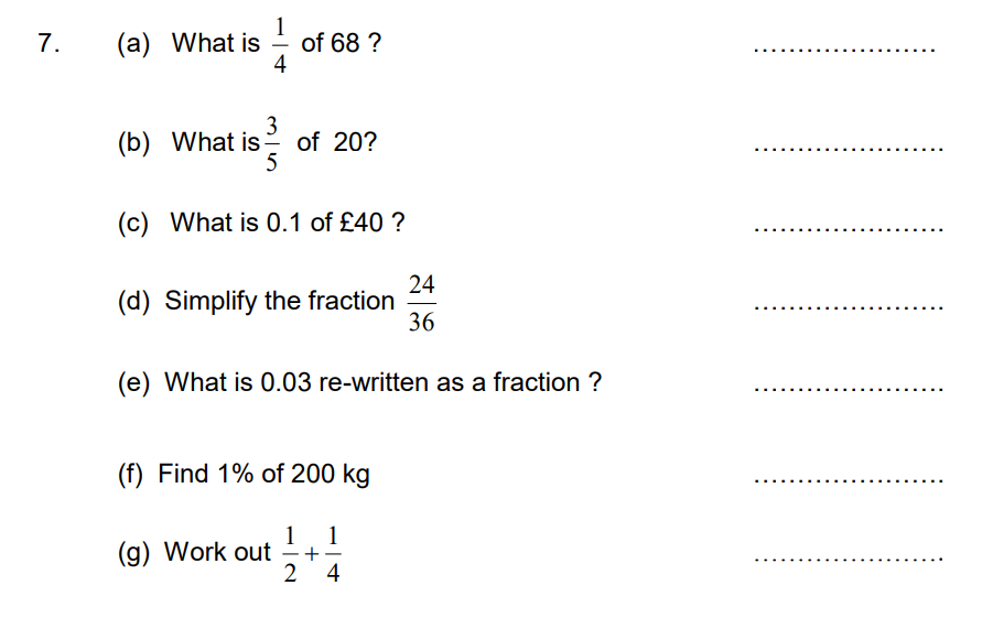 皇家罗素中学Royal Russell School year7数学入学考试题库